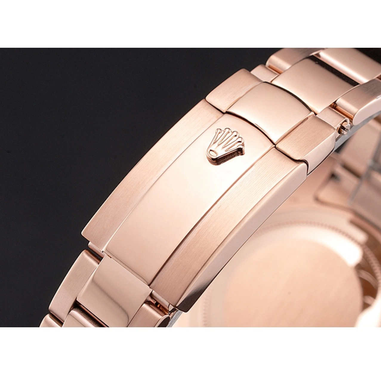 Rolex copies cheap Ad Rolex Case Gold Sky Rose Dial Bracelet Dweller Brown 0618